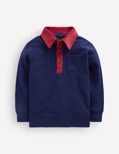 Boden Kids' Boys Smart Collared Sweatshirt In Blue | Size 2-3 Years