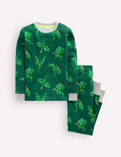 Boden Kids' Boys Snug Glow-in-the-dark Pyjamas In Green | Size 2 Years