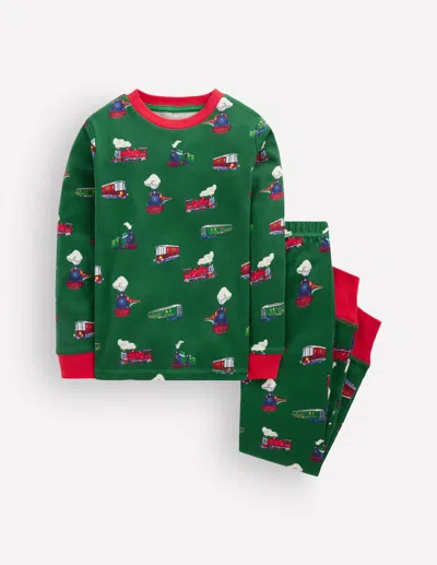 Boden Kids' Boys Snug Long John Pyjamas In Green | Size 2 Years