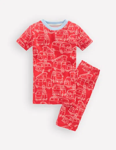 Boden Kids' Boys Snug Short John Glow Pyjamas In Red | Size 2 Years