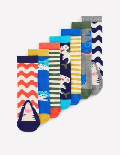 Boden Kids' Boys Socks 7 Pack | Size 7-9.5 In Multi