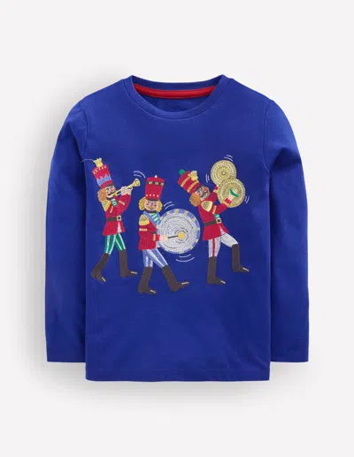 Boden Kids' Boys Superstitch Long Sleeve Top In Blue | Size 2-3 Years