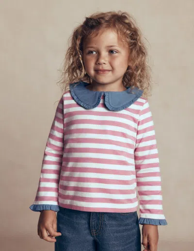 Boden Kids' Breton Jersey-oberteil Mit Kragen In Rosa | Grösse 98 In Pink