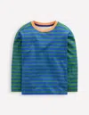 Boden Breton-t-shirt-leuchtendes Blau/leguangrün
