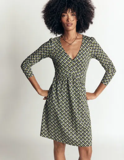 Boden Briony Kurzes Jerseykleid-französisches Marine, Geo In Blau | Grösse 30 In Multi