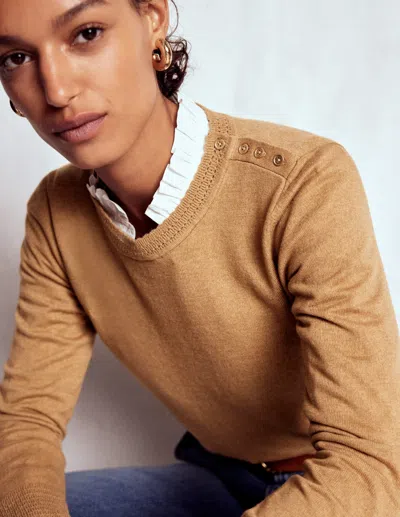Boden Briony Stitch Sweater Camel Melange