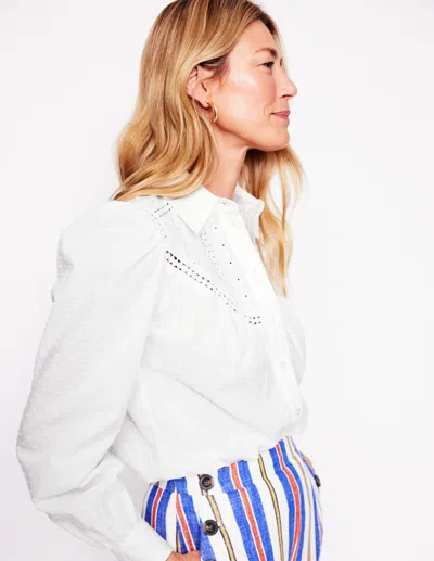 Boden Broderie Contrast Yoke Shirtwhite Women