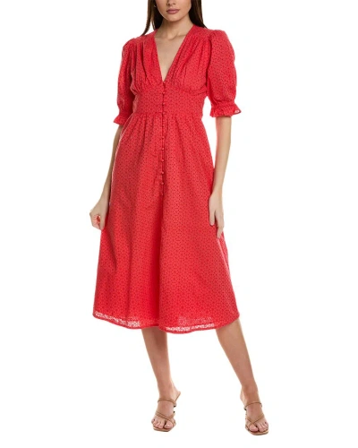 Boden Broderie Midi Tea Dress In Red