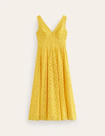 Boden Broderie Occasion Midi Dress Vibrant Yellow Women