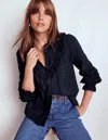 Boden Broderie Ruffle Top Navy  In Blue