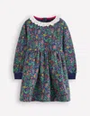 Boden Broderie Sweatshirt Dress College Navy Flower Meadow  In Multi