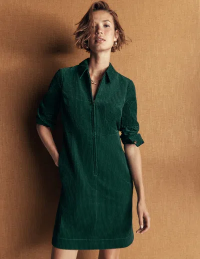 Boden Bronte Kurzes Cordkleid In Blau | Grösse 30 In Green