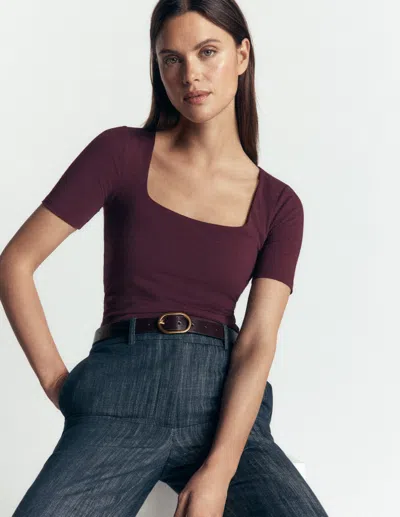 Boden Brooke Doppellagiges T-shirt In Kirsche | Grösse 42 In Purple