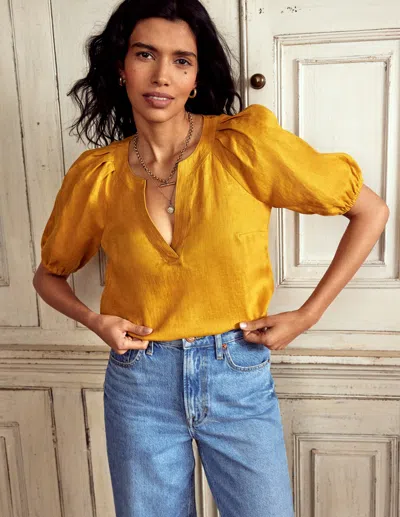 Boden Brooke Linen Topgolden Rye Women  In Gold