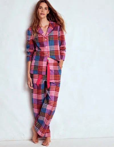 Boden Brushed Cotton Pyjama Shirt Rainbow Blanket Multigingham