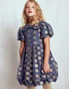 Boden Bubble Hem Party Dress College Navy Gold Spot  In Blue