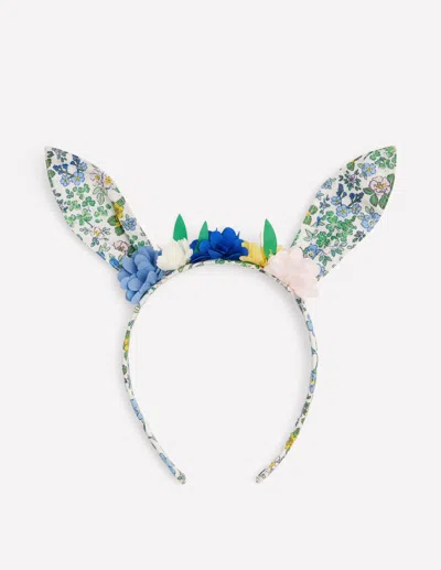 Boden Kids' Bunny Ears Headband Eggnog Floral Chick Unisex  In Green