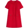 Boden Button Detail Cotton Blend Tweed Minidress In Red