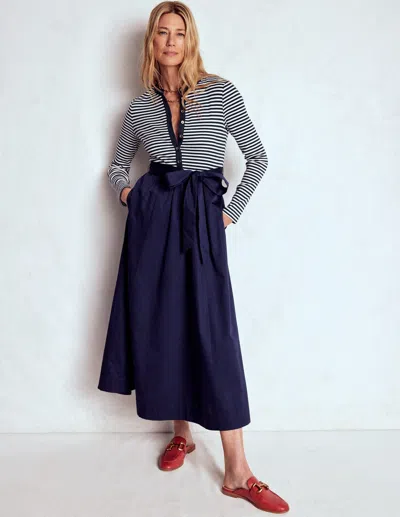 Boden Button Detail Mix Dress-navy Stripe Female  In Blue