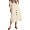 Boden Button Front Denim Midi Skirt In Neutral