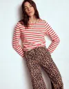 Boden Button Mariner Breton-ivory And Brilliant Red Female  In Multi