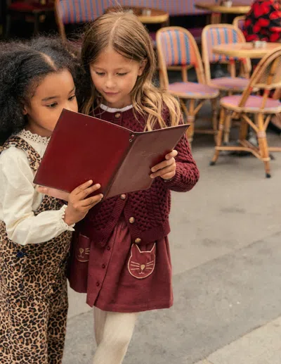 Boden Kids' Button Through Mini Skirt Chestnut Cats  In Multi