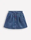 Boden Button Through Mini Skirt Denim Girls  In Blue