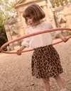 Boden Button Through Mini Skirt Leopard Print Girls  In Brown