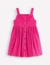 Boden Button Through Pinafore Dress Raspberry Pink Girls  In Pink