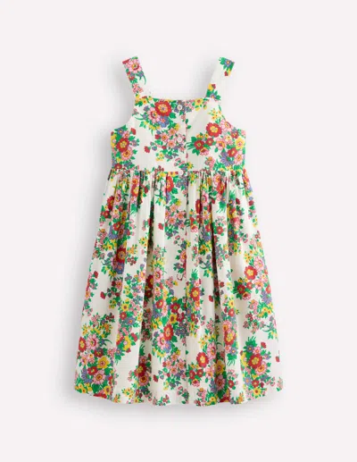 Boden Kids' Button Through Woven Dressivory Flower Bunch Girls  In Multi
