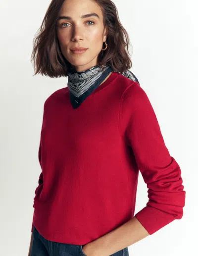 Boden Camilla Baumwollpullover Mit Rundhalsausschnitt In Rot | Grösse Xs In Red