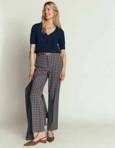 Boden Camilla Baumwoll-t-shirt Mit V-ausschnitt In Blau | Grösse Small In Blue