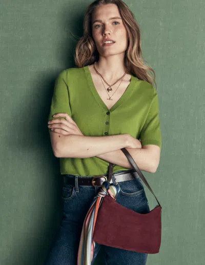 Boden Camilla Baumwoll-t-shirt Mit V-ausschnitt In Grün | Grösse Large In Green