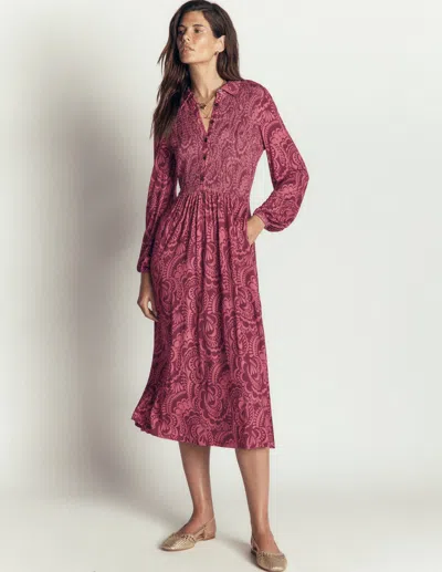 Boden Camilla Gesmoktes Jerseykleid In Braun | Grösse 40 In Red