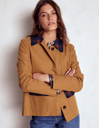 Boden Barn Jacket Aus Canvas-haselnussbraun, Kariert In Multi