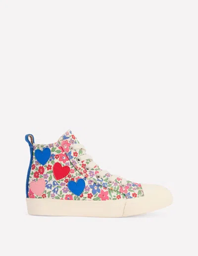 Boden Kids' Canvas High Tops-floral Hearts Female  In Multi