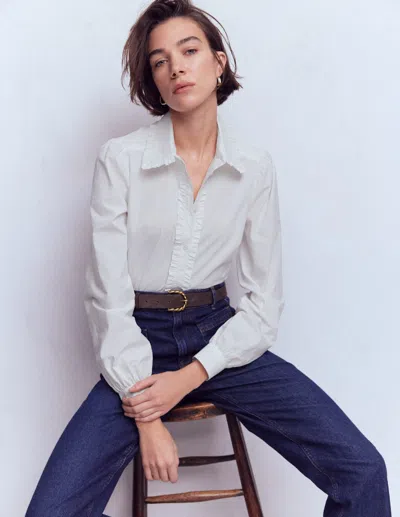 Boden Cara Cotton Shirt White Ruffle