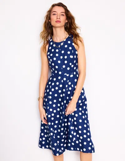 Boden Carla Linen Midi Dressstarboard Blue, Painted Dot Women