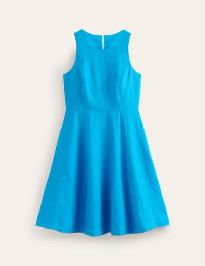 Boden Carla Linen Short Dress Brilliant Blue Women