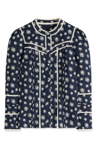 Boden Carmen Trim Insert Cotton Top In Blue