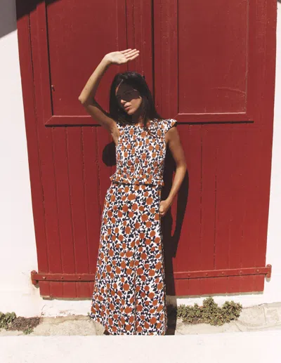 Boden Carolina Smocked Midi Dress Cognanc, Floweret Vine  In Multi
