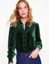 BODEN CAROLINE JERSEY VELVET SHIRTGLADE WOMEN BODEN