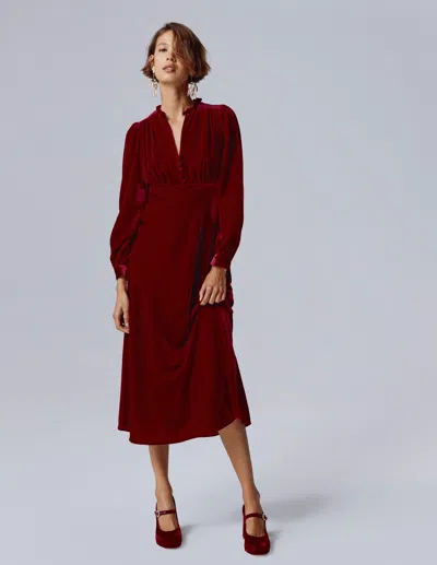 Boden Cassie Velvet Tea Dress Rumba Red