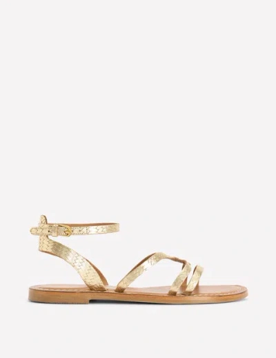Boden Casual Flat Sandal Gold Woven Leather Women