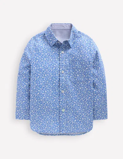 Boden Kids' Casual Twill Shirtpenzance Blue Orchard Boys