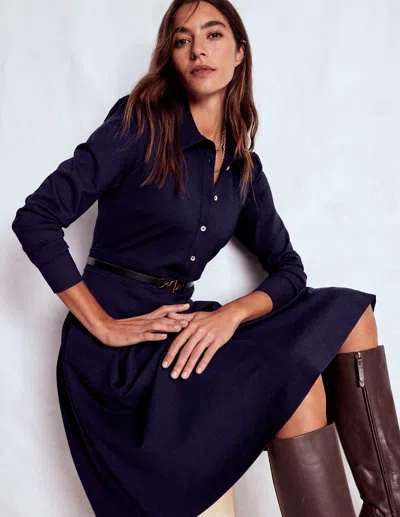 Boden Catrin Short Ponte Shirt Dress Navy  In Blue