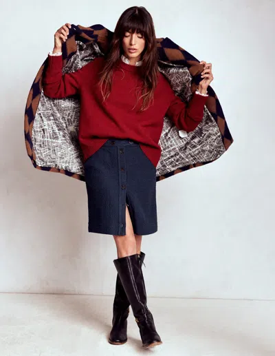 Boden Cecelia Texturierter Rock-marineblau In Multi
