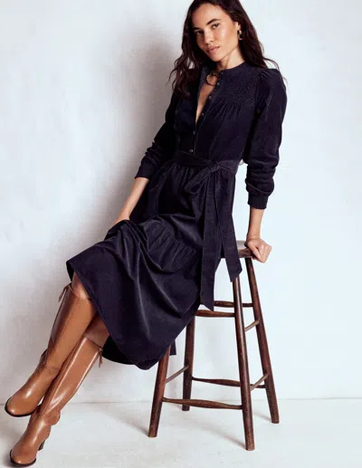 Boden Cecily Cord Midi Dress Navy  In Blue