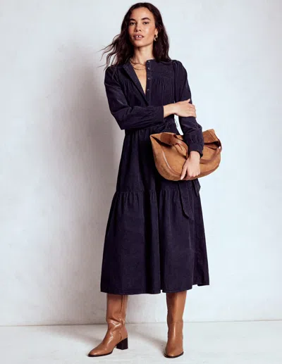 Boden Cecily Cord Midi Dress Navy  In Blue