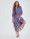 Boden Cecily Cotton Midi Dress Soft Blue, Bloom Mosaic Women  In Blue
